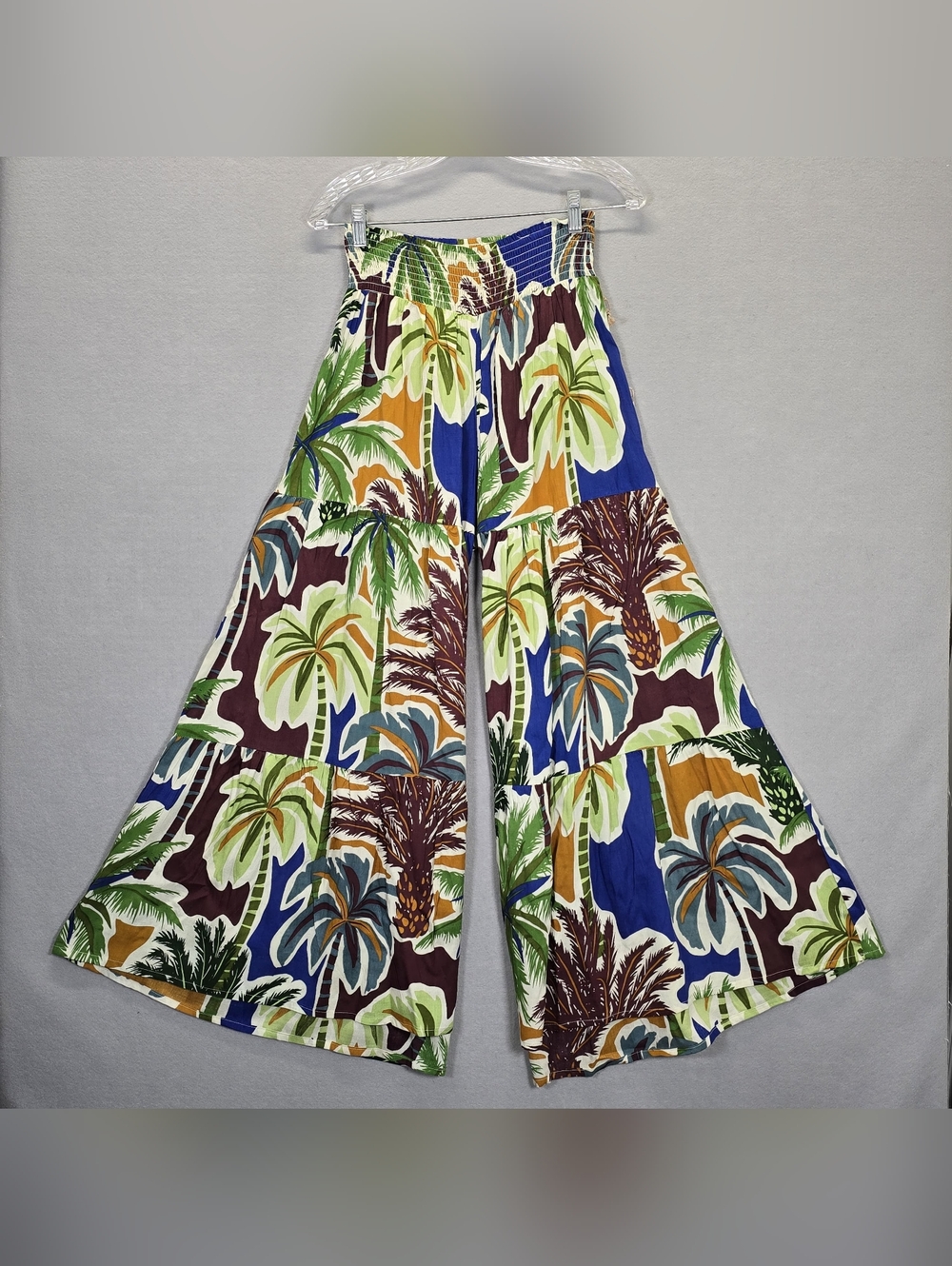 True Destinations Resort Wear Flare Pants Beach  Blue Green Small New